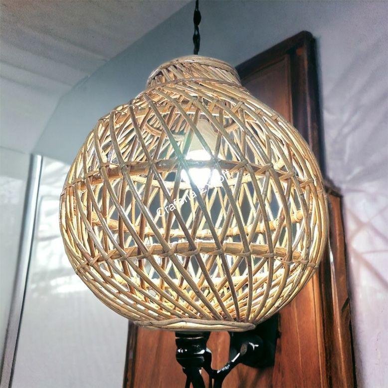 Rattan Ceiling Light Hanging Indoor Outdoor | Bamboo Cane Lampshade | Bamboo Hanging Lampshade - Image 6