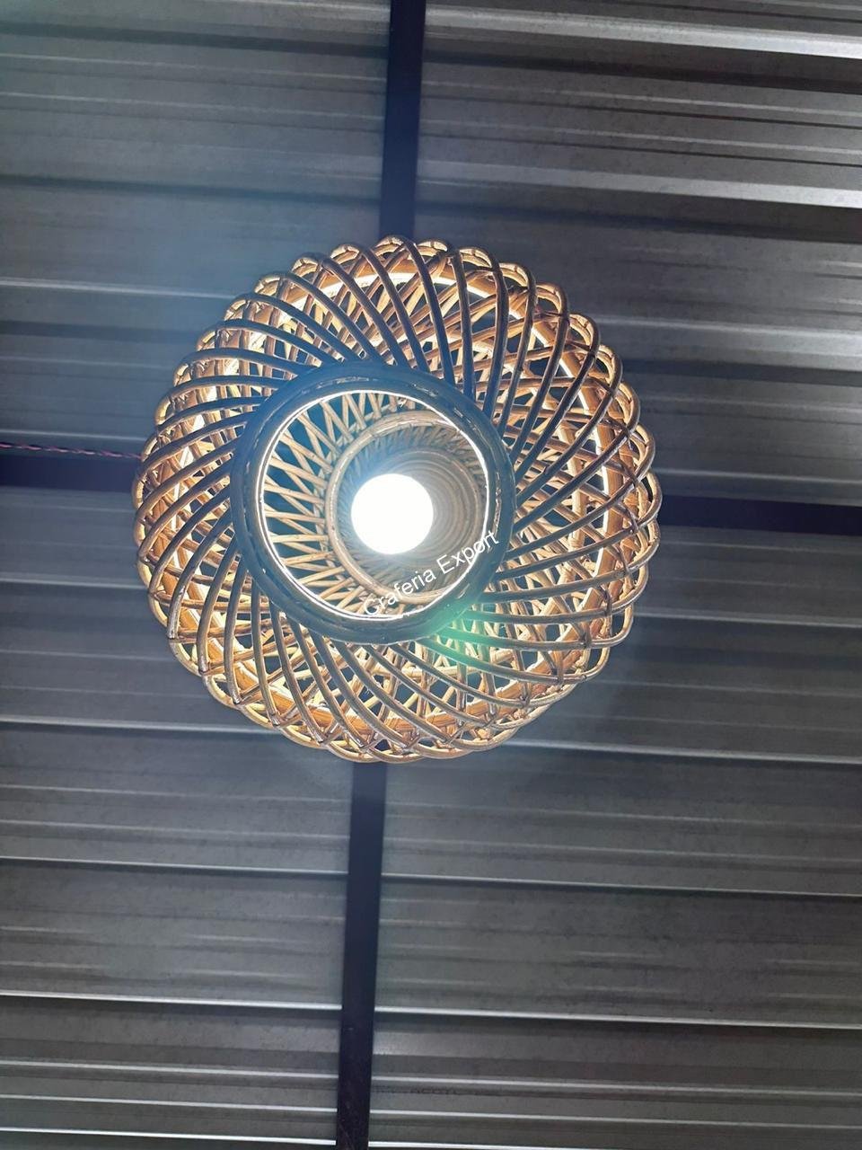 Rattan Ceiling Light Hanging Indoor Outdoor | Bamboo Cane Lampshade | Bamboo Hanging Lampshade - Image 7