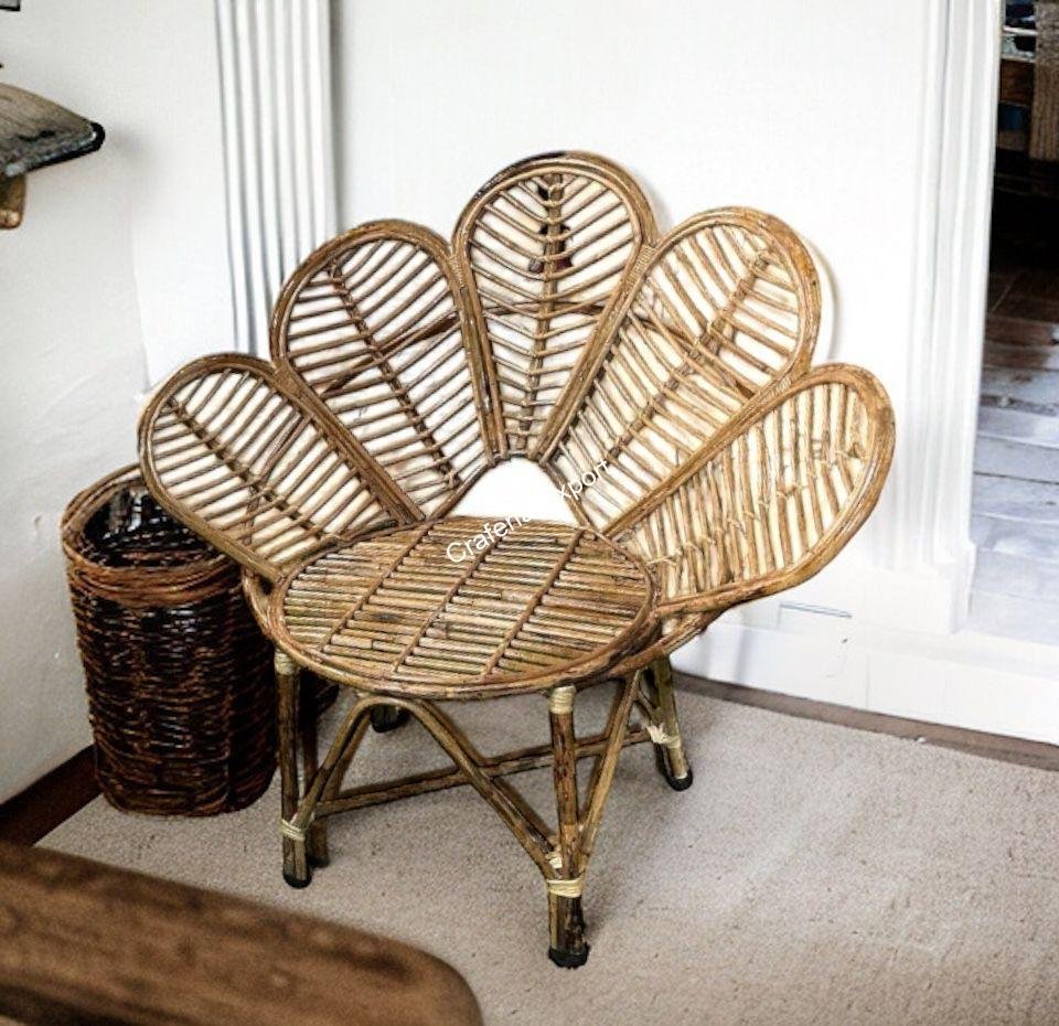 Rattan Chair Cane Armchair with Flower Shaped for Indoor Outdoor/ Bamboo Cane Wicker Chairs for Events/Cafe Resort / Restaurants Living Room