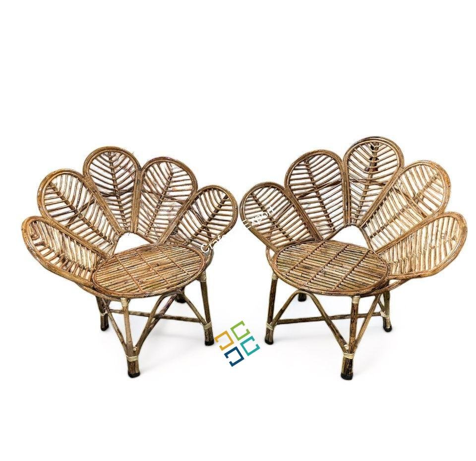 Rattan Chair Cane Armchair with Flower Shaped for Indoor Outdoor/ Bamboo Cane Wicker Chairs for Events/Cafe Resort / Restaurants Living Room - Image 3
