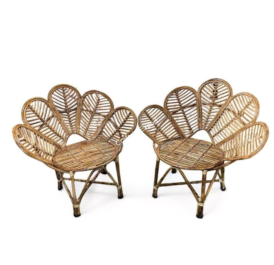 Rattan Chair Cane Armchair with Flower Shaped for Indoor Outdoor/ Bamboo Cane Wicker Chairs for Events/Cafe Resort / Restaurants Living Room - Image 3
