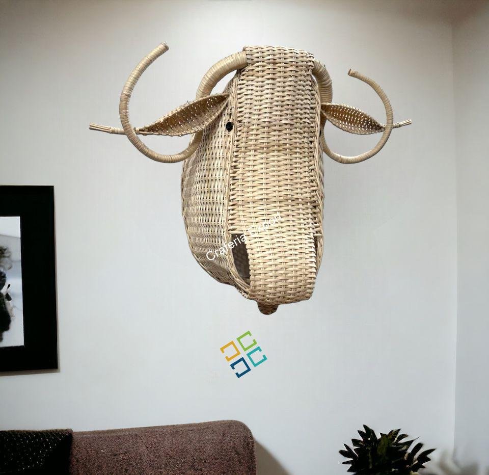 Rattan Bull Head | Animal Head for Wall decor, Kids room, Wicker Bull Head - Image 2
