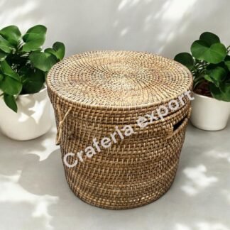 Bamboo Rattan Laundry Basket with Closest | Cane Storage Truck with Multi-Use Basket