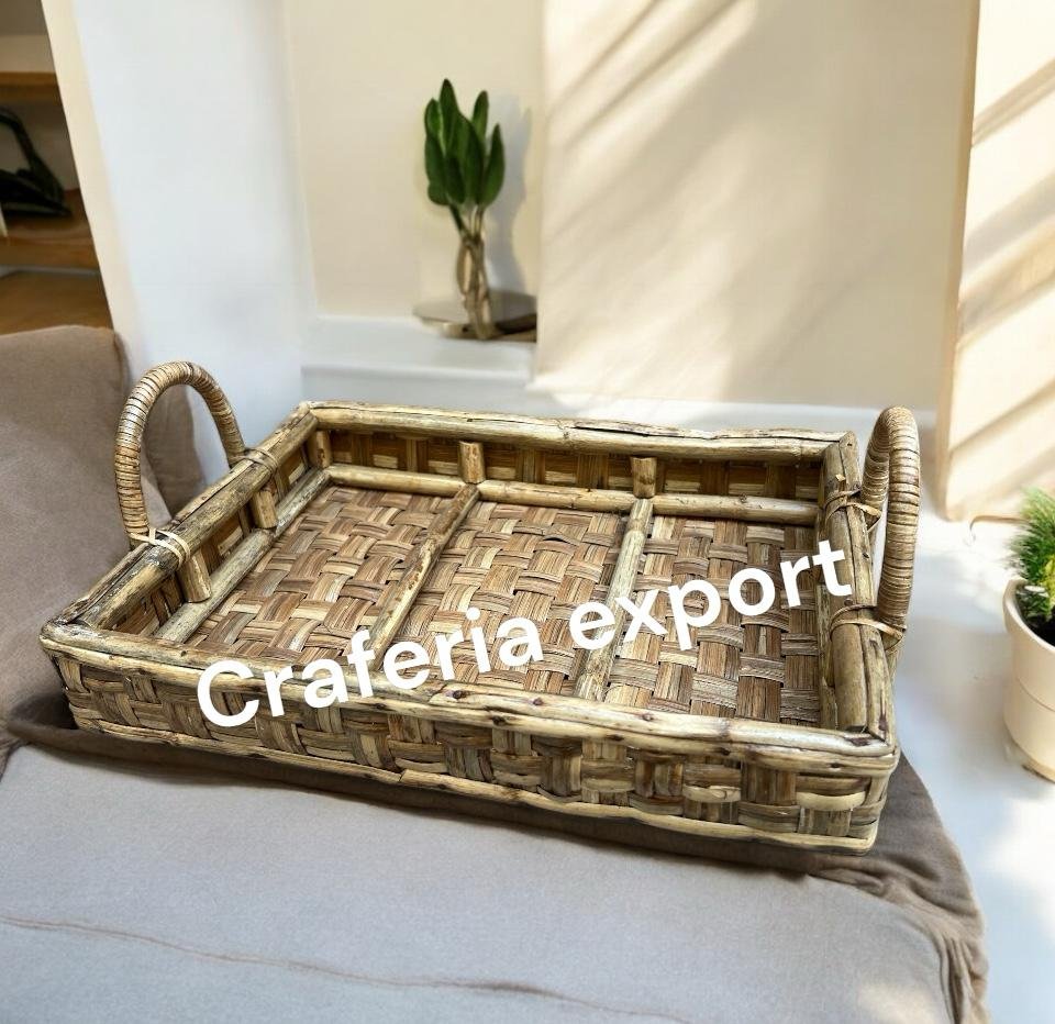 Bamboo Tray Handmade | Round Cane Tray for Fruits Storage & Home Utilities - Image 3