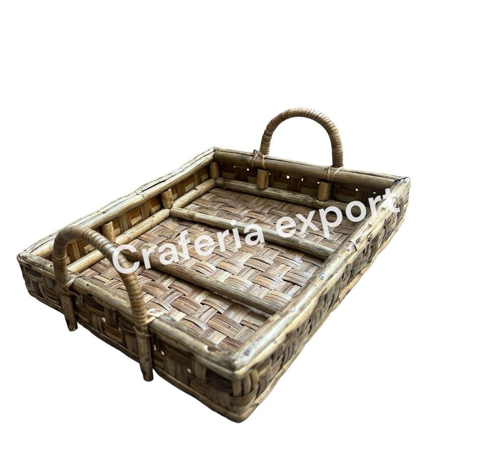 Bamboo Tray Handmade | Round Cane Tray for Fruits Storage & Home Utilities - Image 2