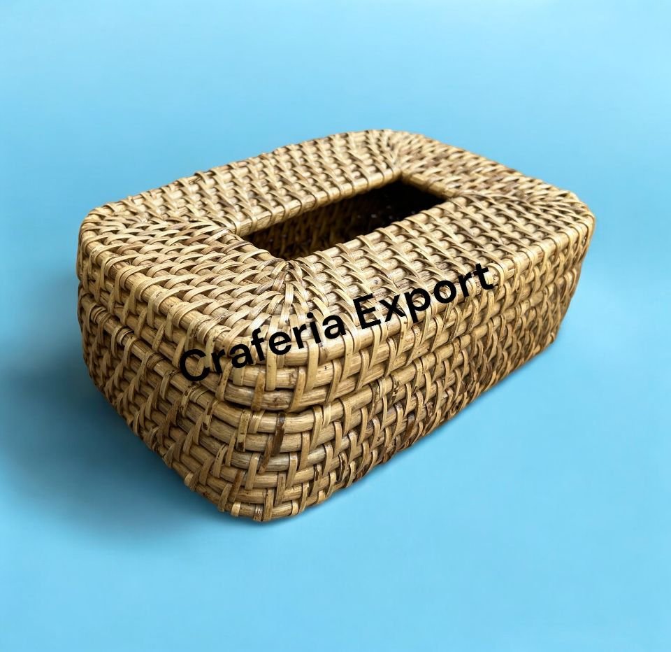 Wicker Tissue Box Bamboo Tissue Holder, Rattan Paper Napkin Holder - Image 5
