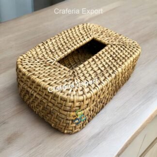 Wicker Tissue Box Bamboo Tissue Holder, Rattan Paper Napkin Holder