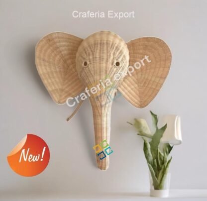 Wicker Elephant Head | Elephant Kids Room| Rattan Animal Head for Wall Decor - Image 3
