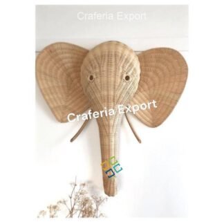 Wicker Elephant Head | Elephant Kids Room| Rattan Animal Head for Wall Decor