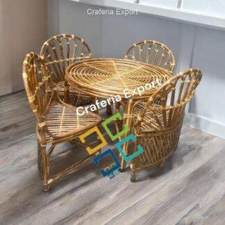 Cane Dining Table with Chair Set /4 Seater Cane Dining table chair Set/ Indoor/Outdoor Furniture set