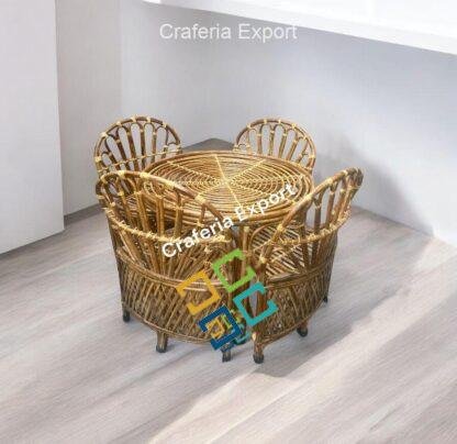 Cane Dining Table with Chair Set /4 Seater Cane Dining table chair Set/ Indoor/Outdoor Furniture set - Image 4