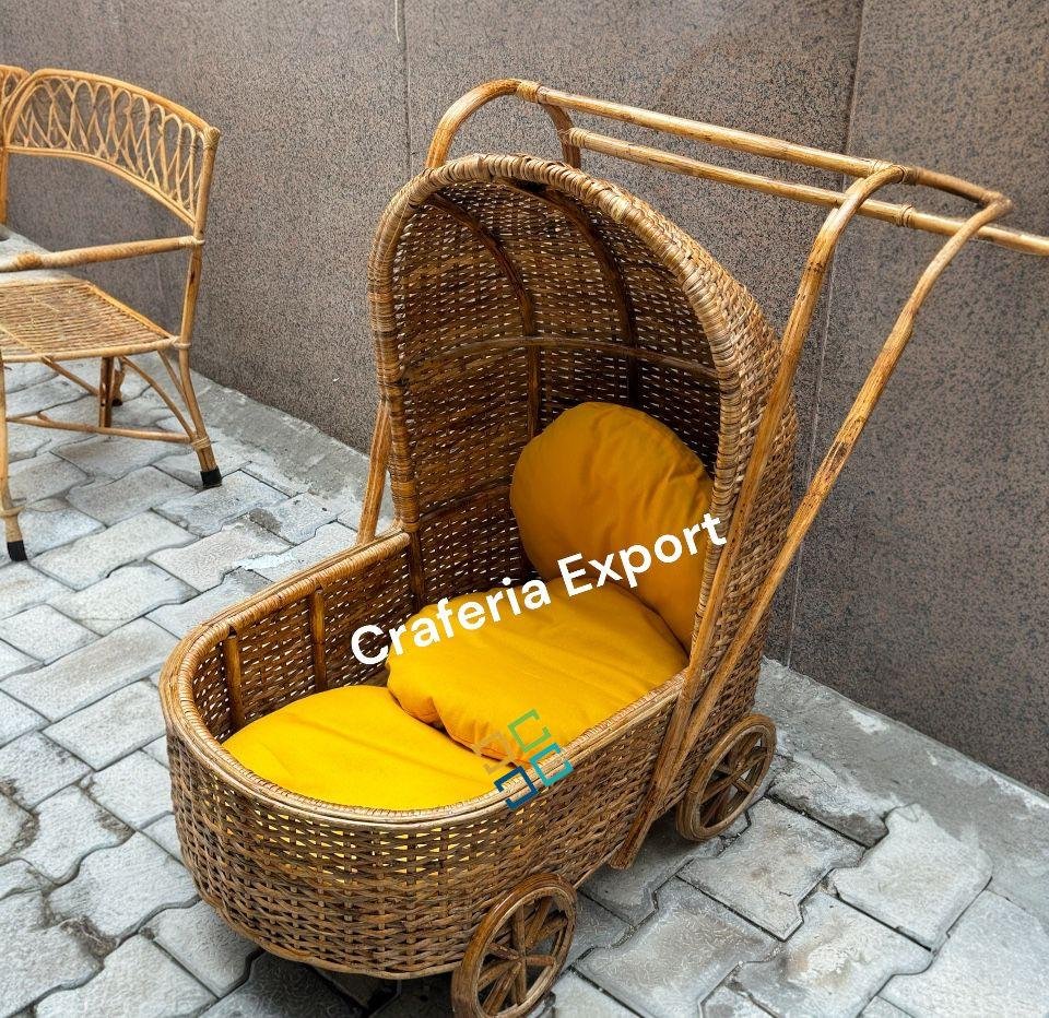 Cane Wicker Baby Stroller for Newborn Photoshoot & Photography, Events & Home Decor - Image 3