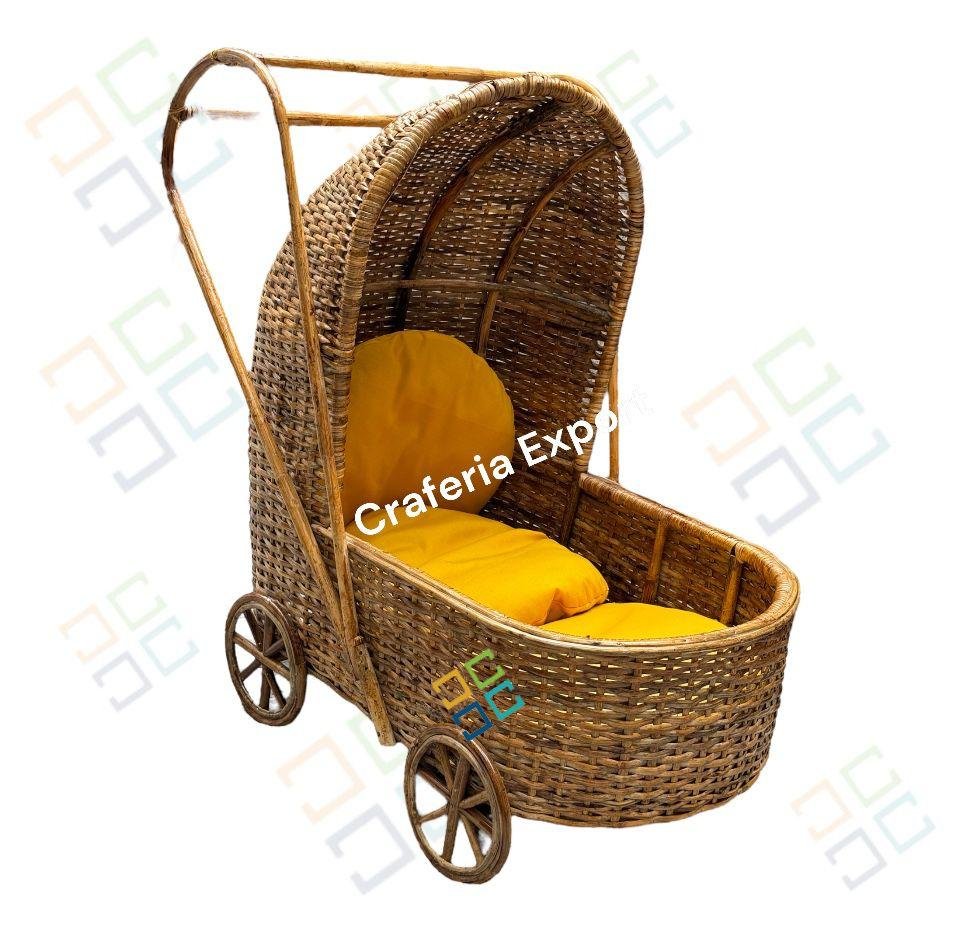 Cane Wicker Baby Stroller for Newborn Photoshoot & Photography, Events & Home Decor - Image 4