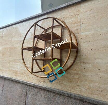Rattan Cane Wall Shelf Wall Mounted Shelve | Wicker Circular Wall Hanging Decor - Image 2