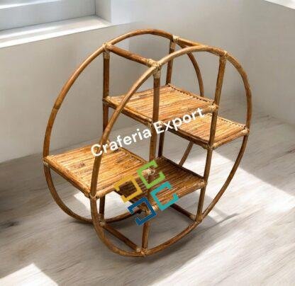 Rattan Cane Wall Shelf Wall Mounted Shelve | Wicker Circular Wall Hanging Decor - Image 3