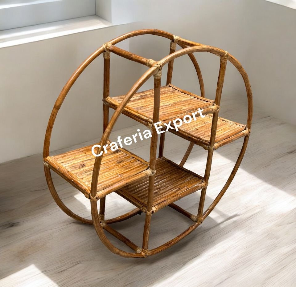 Rattan Cane Wall Shelf Wall Mounted Shelve | Wicker Circular Wall Hanging Decor - Image 3