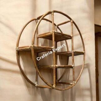 Rattan Cane Wall Shelf Wall Mounted Shelve | Wicker Circular Wall Hanging Decor