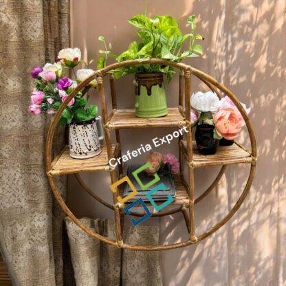 Rattan Cane Wall Shelf Wall Mounted Shelve | Wicker Circular Wall Hanging Decor - Image 4