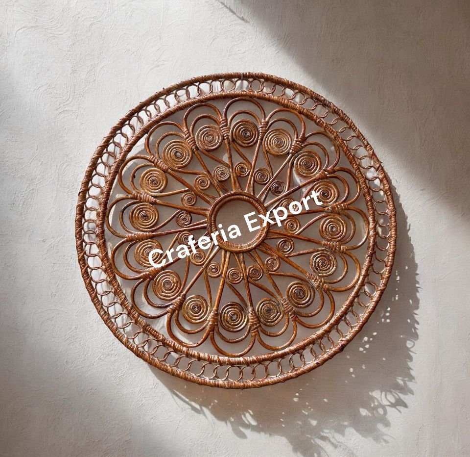 Rattan Cane Wall Decor Hanging | Natural Boho Rattan Home Art - Image 3