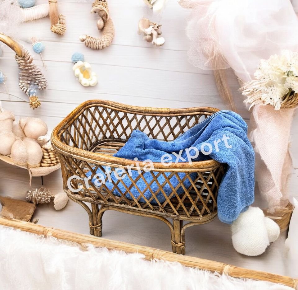 Cane Bamboo Posing Basket /Bed for Newborn Baby Photography Photoshoot & Sitters Rattan Baskets - Image 2