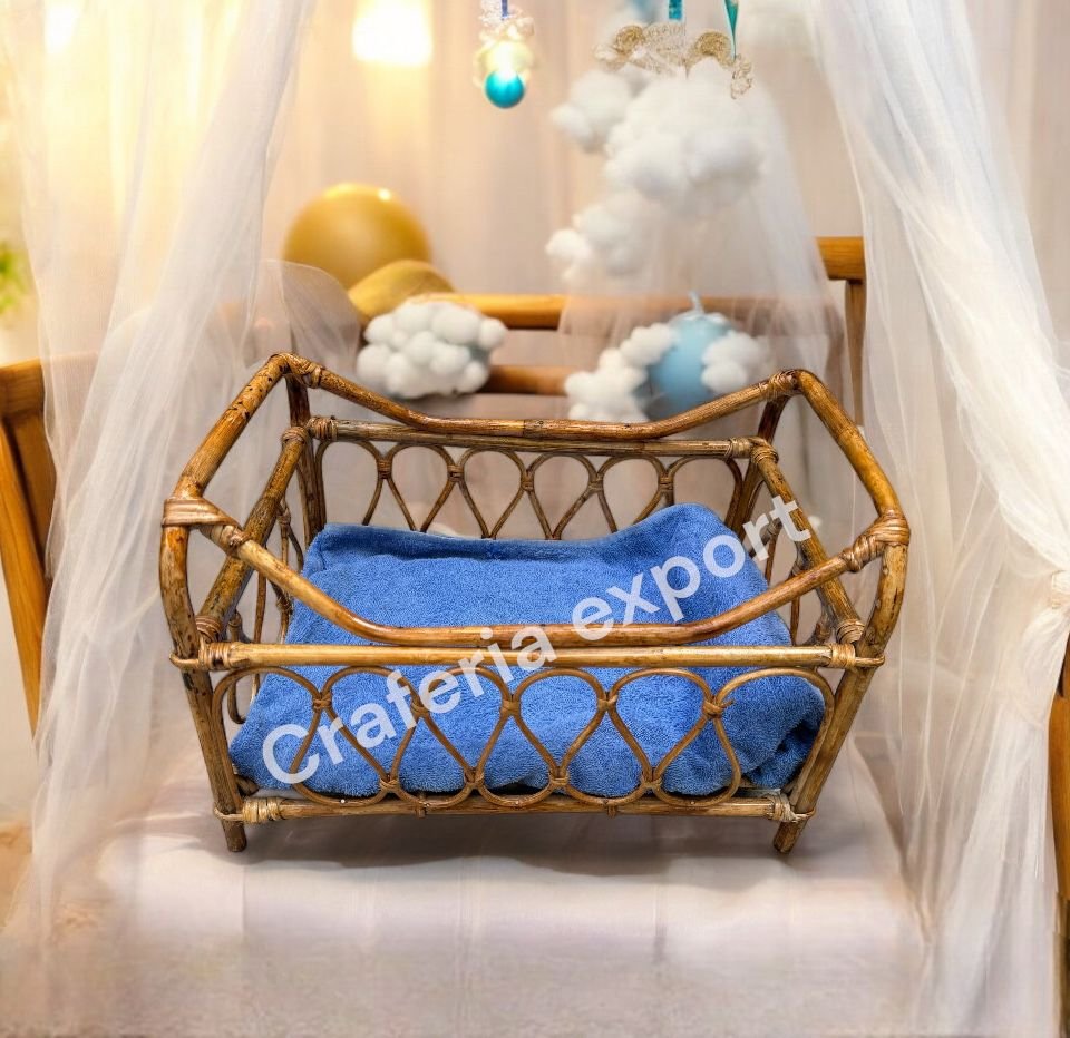 Cane Newborn Baby Bed for Photoshoot /Photo Posing props/ Infant Girls Bed for Photography