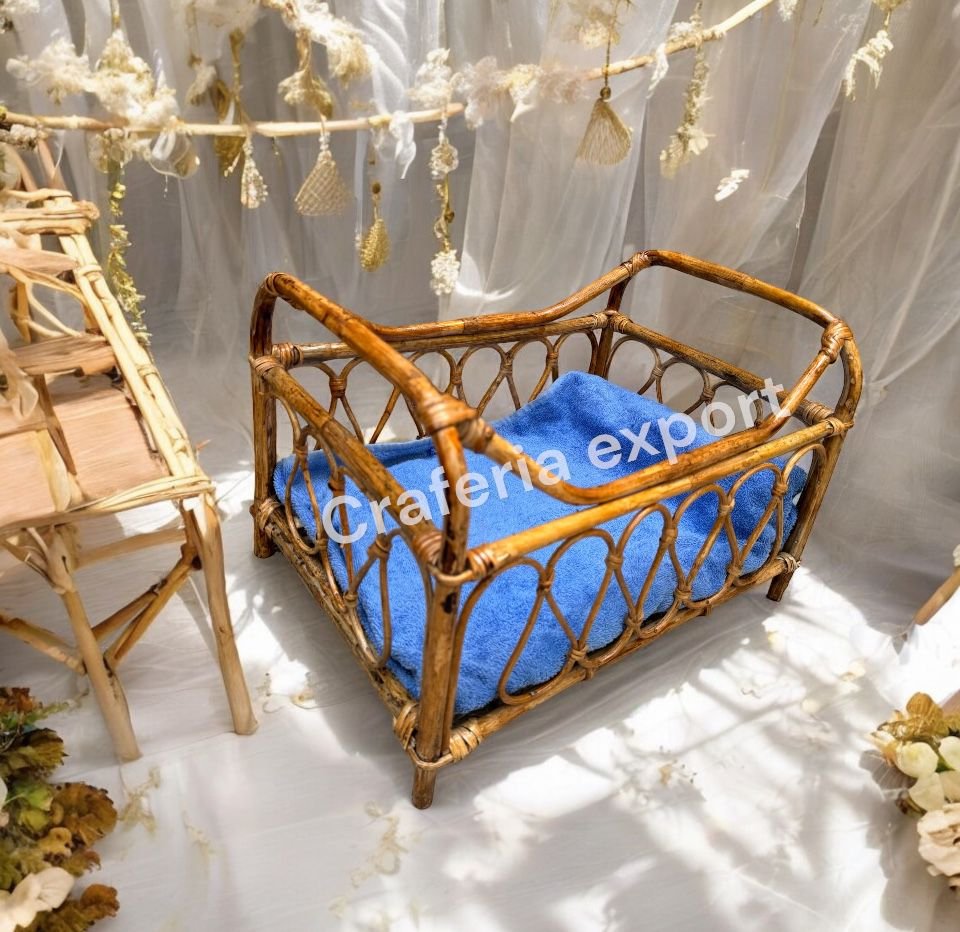 Cane Newborn Baby Bed for Photoshoot /Photo Posing props/ Infant Girls Bed for Photography - Image 2