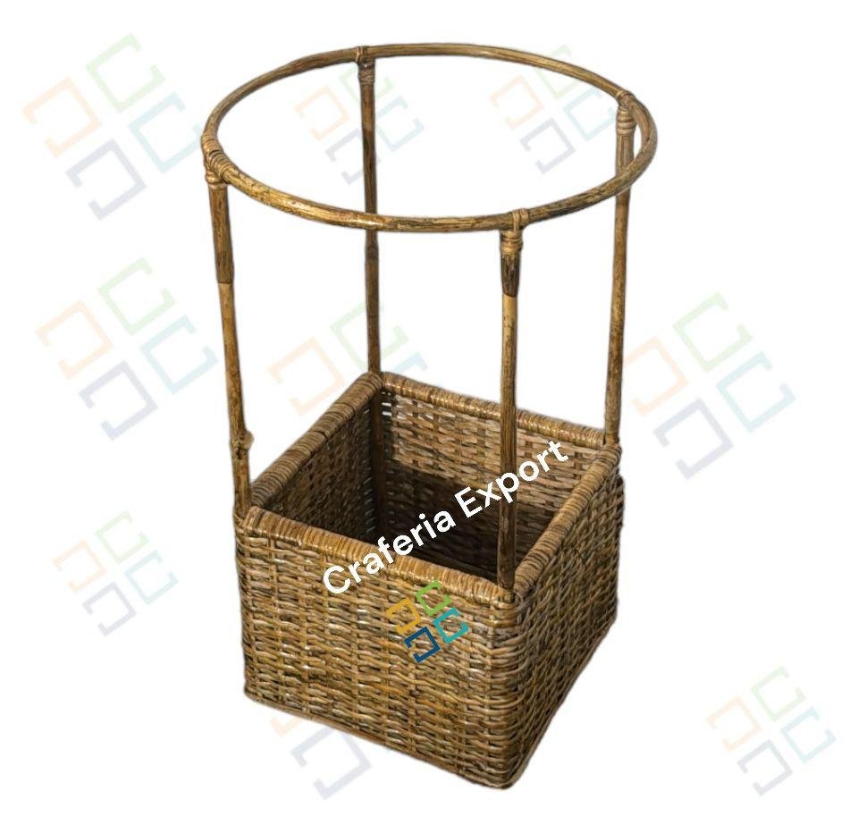 Cane Air Balloon Basket for Baby Props | Bamboo Balloon Basket for Decorative -Event/ Birthday Parties - Image 2
