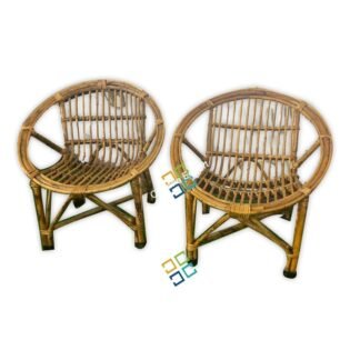 Cane Wood Chair For Kids Sitting Picnic Chair | Garden Home Decor Furniture Chairs (Set of 2)