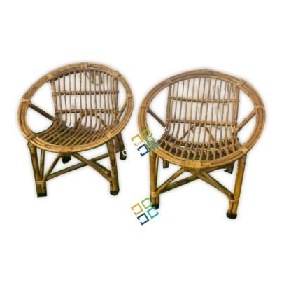 Cane Wood Chair For Kids Sitting Picnic Chair | Garden Home Decor Furniture Chairs (Set of 2)