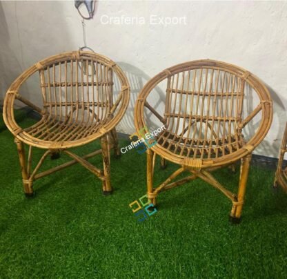 Cane Wood Chair For Kids Sitting Picnic Chair | Garden Home Decor Furniture Chairs (Set of 2) - Image 2