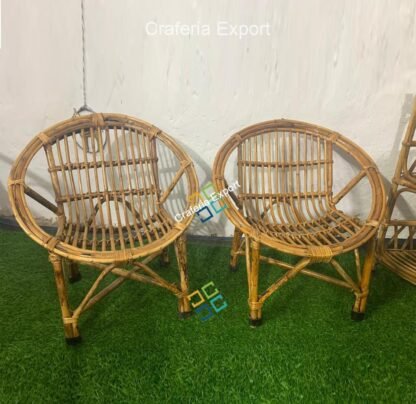 Cane Wood Chair For Kids Sitting Picnic Chair | Garden Home Decor Furniture Chairs (Set of 2) - Image 3