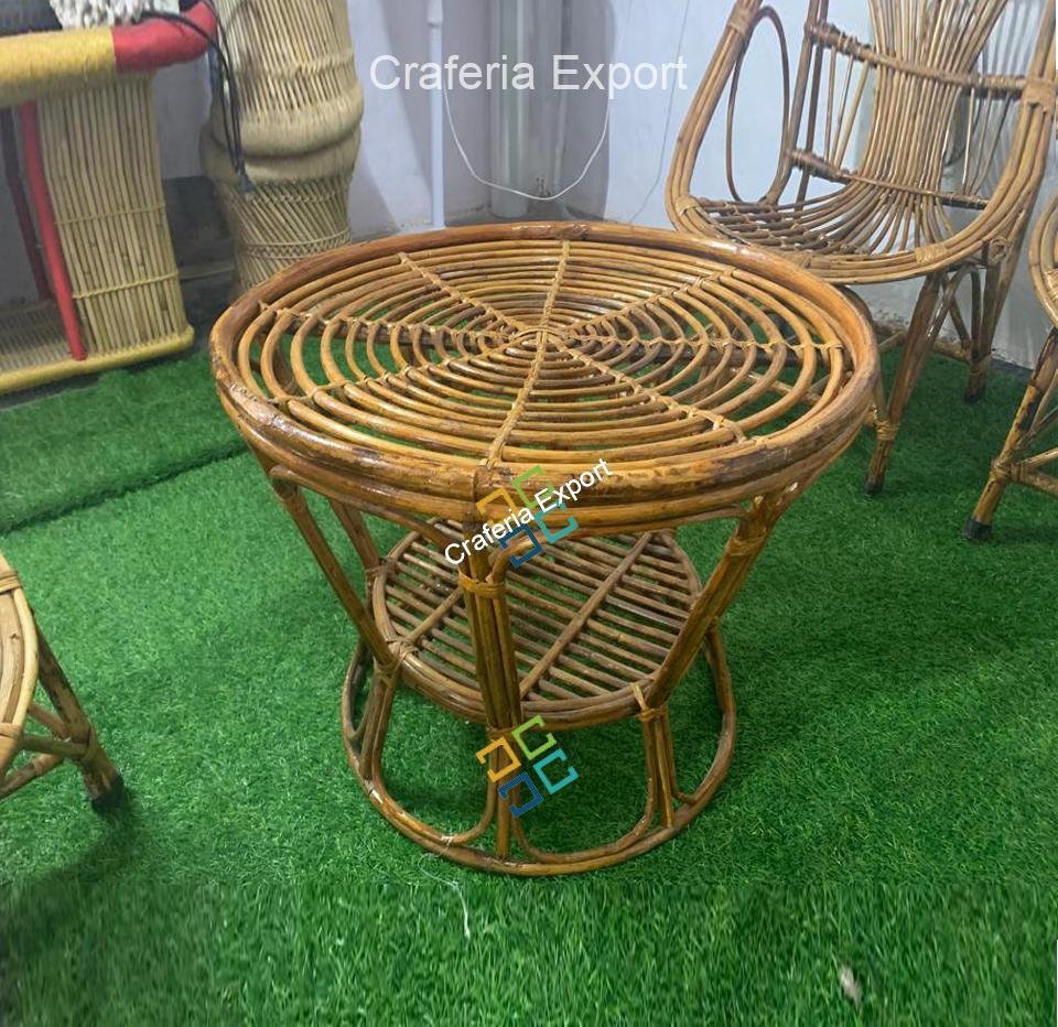 Cane Wood Round Table | Coffee, Tea, Snacks Table | Wooden Side Table for Living Rooms Hotels, Resorts Use - Image 2