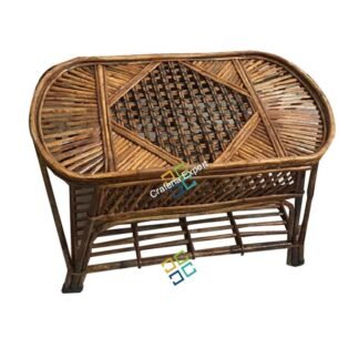 Cane Wood Oval Shaped, Coffee-Center Table for Living Room | Home Ascents Furniture