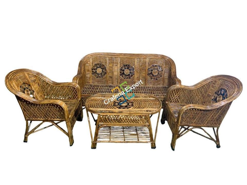 Natural Cane Sofa Furniture set with table for indoor and outdoor - Image 2