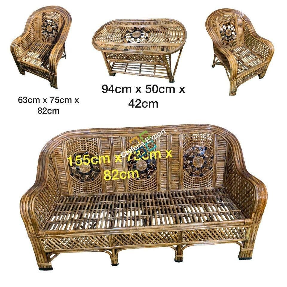 Natural Cane Sofa Furniture set with table for indoor and outdoor - Image 4