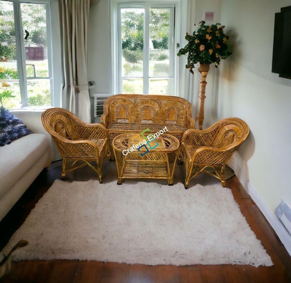 Cane Rattan Wicker Sofa Set Furniture For Living Room - Image 5