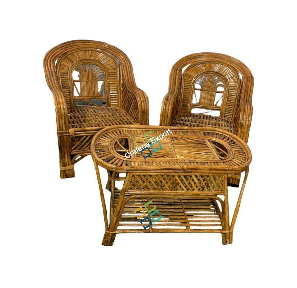 Cane Rattan Chairs with Table Set Furniture for Living Room/Balcony/Garden - Image 2