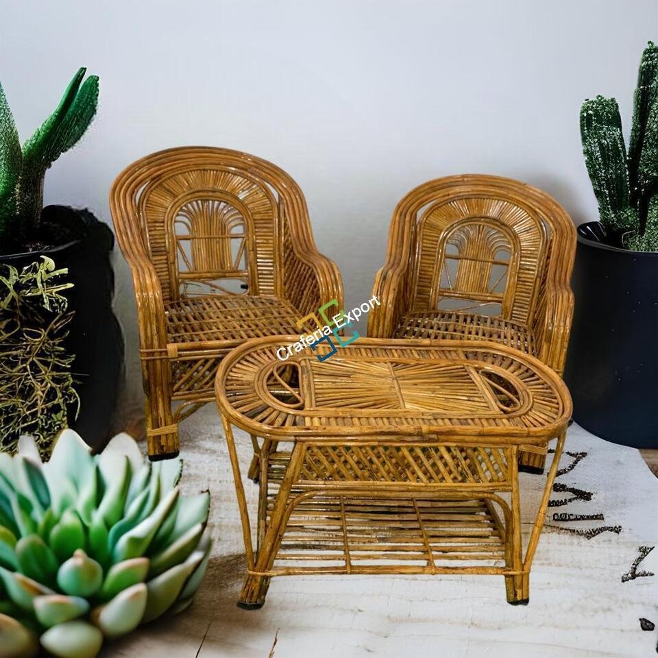 Cane Rattan Chairs with Table Set Furniture for Living Room/Balcony/Garden - Image 3