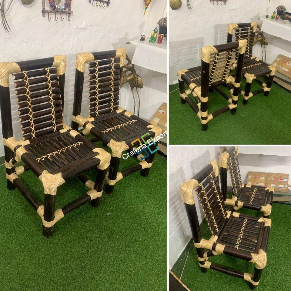 Brown Traditional Style Bamboo Chairs Indoor and Outdoor Furniture - Image 2