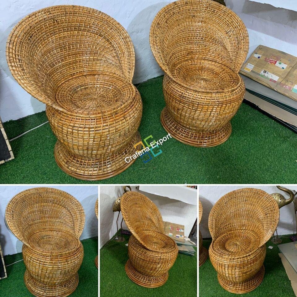 Cane Wood Apple Shaped Chair for Living Room, Balcony, Cafe & Garden - Image 3