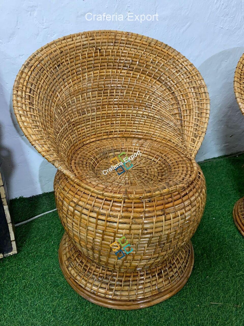 Buy Cane Wood Apple Shaped Chair for Living Room Craferia