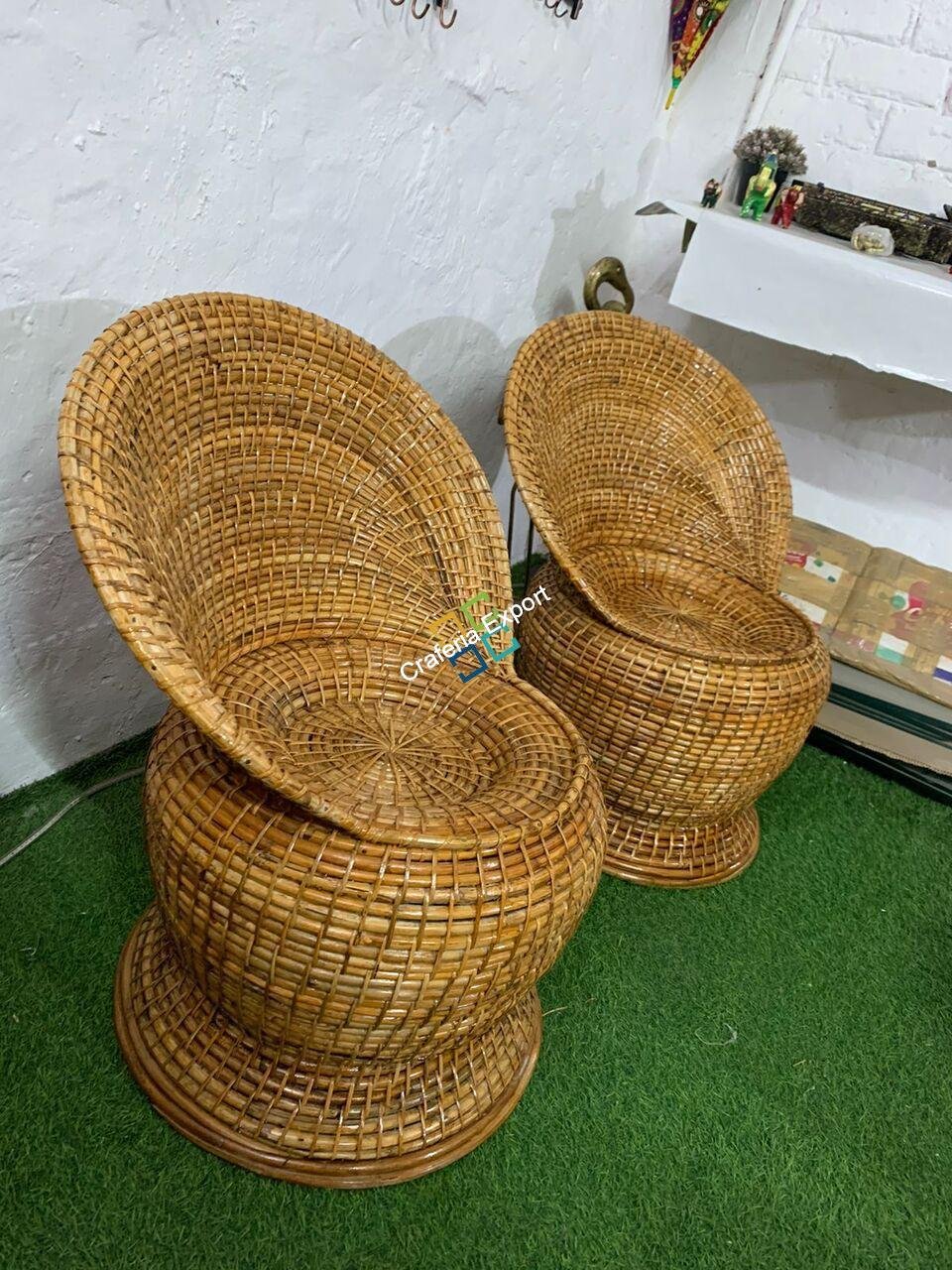 Cane Wood Apple Shaped Chair for Living Room, Balcony, Cafe & Garden - Image 6