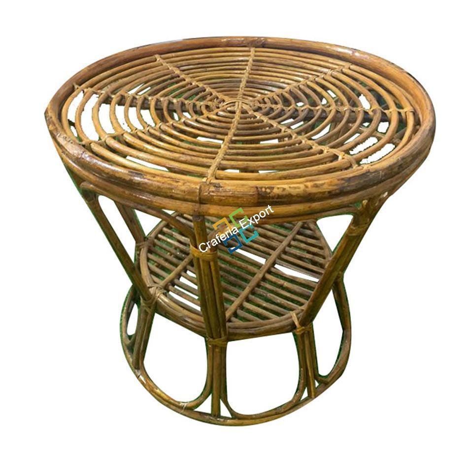 Cane Wood Round Table | Coffee, Tea, Snacks Table | Wooden Side Table for Living Rooms Hotels, Resorts Use