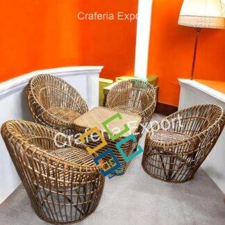 Cane Chair furniture set for indoor outdoor with table | Bamboo Cane Chairs table | Dinning Set