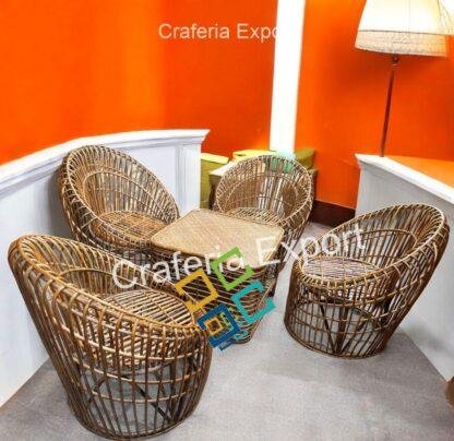 Cane Chair furniture set for indoor outdoor with table | Bamboo Cane Chairs table | Dinning Set