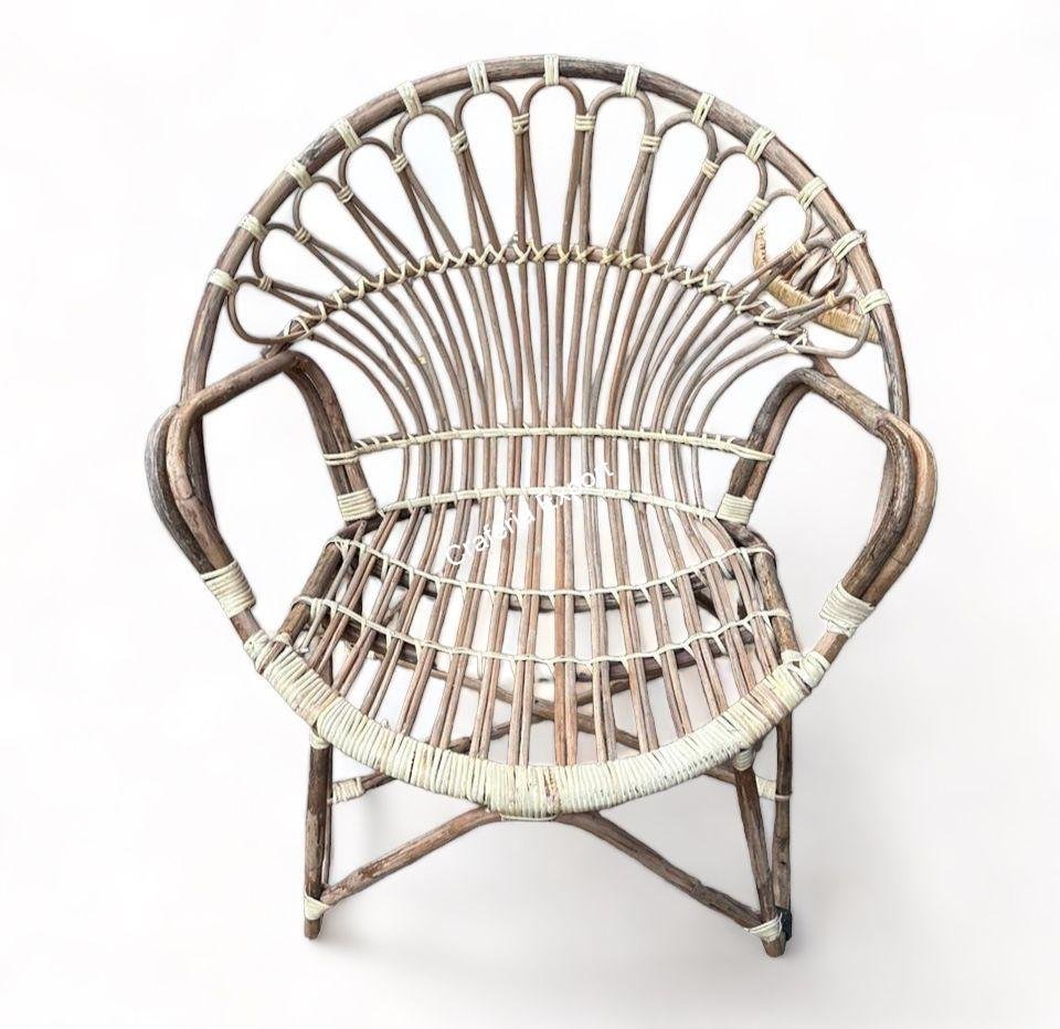 Bamboo Cane Chair for home | office | Balcony Garden | Armrest wicker rattan chair - set of 2 - Image 6