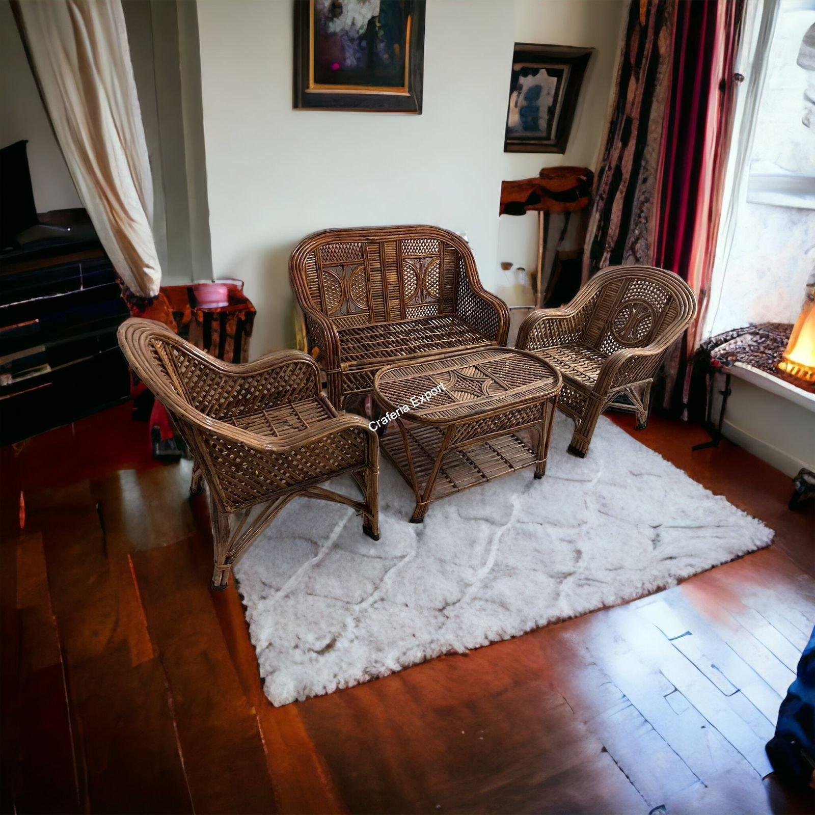 Rattan Cane Sofa with Chair Table Outdoor Furniture Set/Living Room Furniture Sofa Set - Image 4