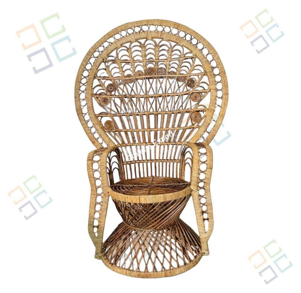 Rattan Cane Bamboo Grand Peacock Chair for Living Room | Natural Wooden Color - Image 7