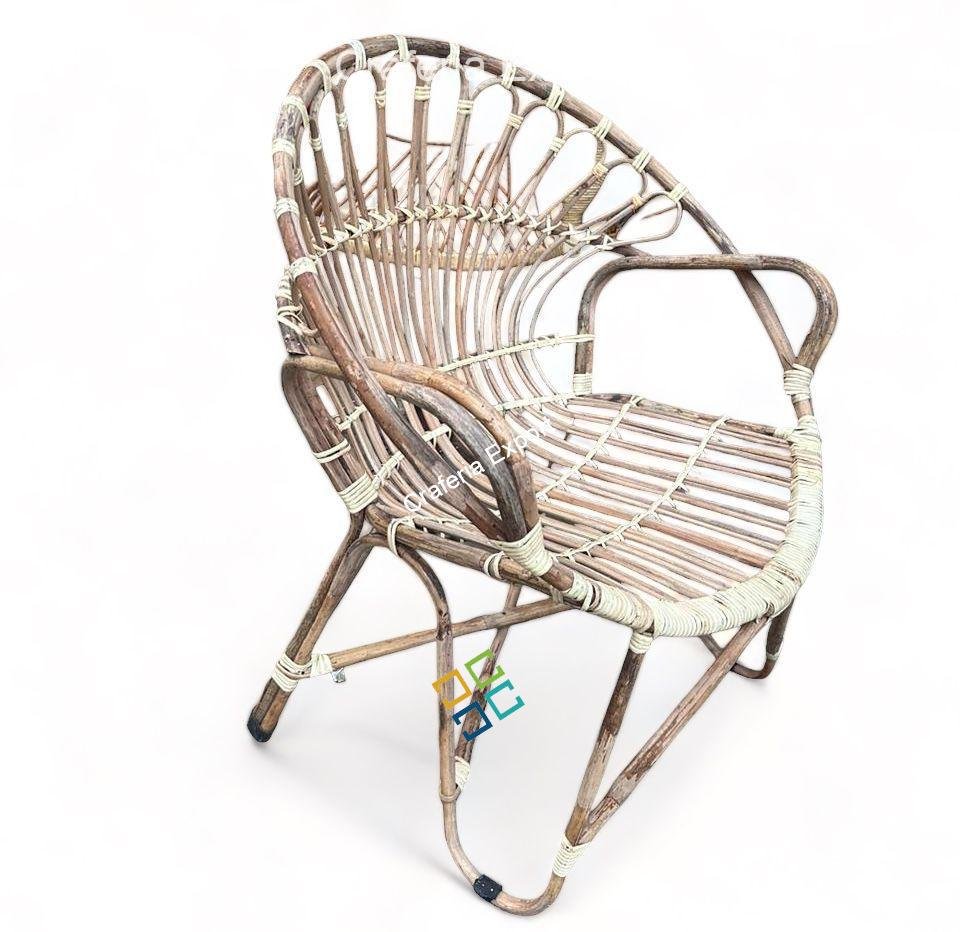 Bamboo Cane Chair for home | office | Balcony Garden | Armrest wicker rattan chair - set of 2 - Image 5