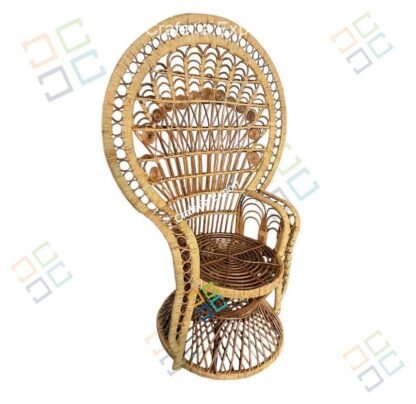 Rattan Cane Bamboo Grand Peacock Chair for Living Room | Natural Wooden Color - Image 3